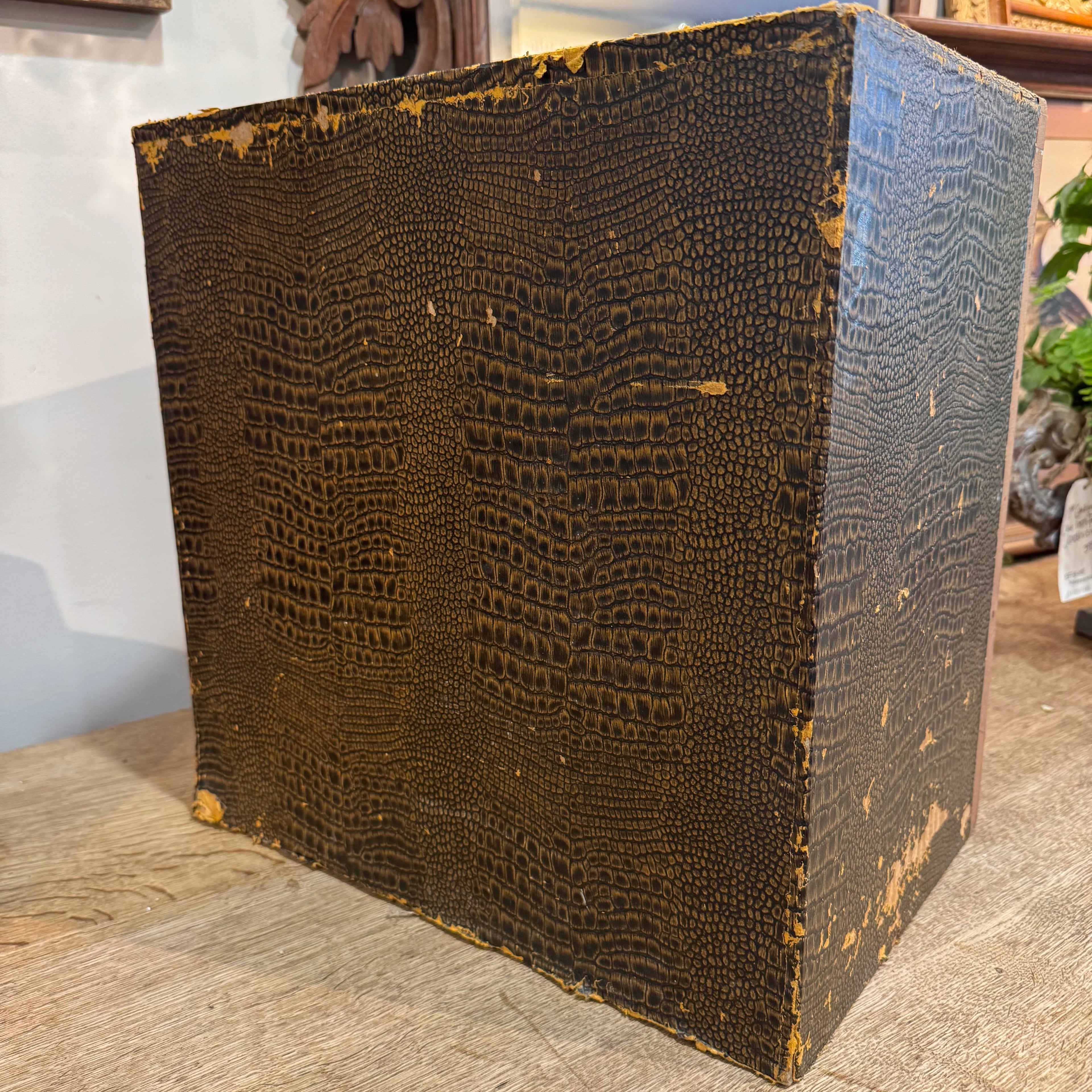 Vintage English Faux Crocodile Six-Drawer Filing Chest