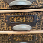 Vintage English Faux Crocodile Six-Drawer Filing Chest