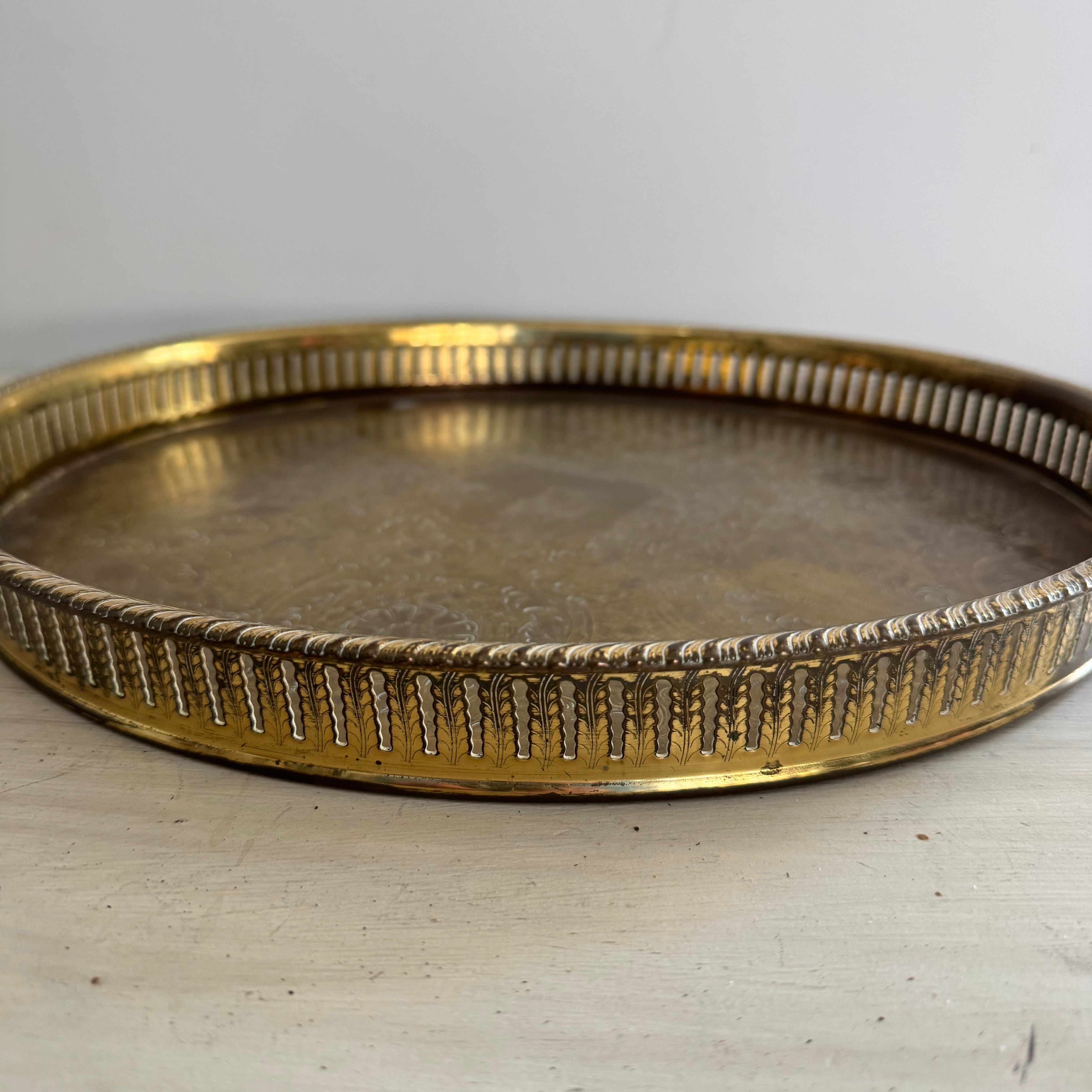 Vintage Brass Gallery Tray