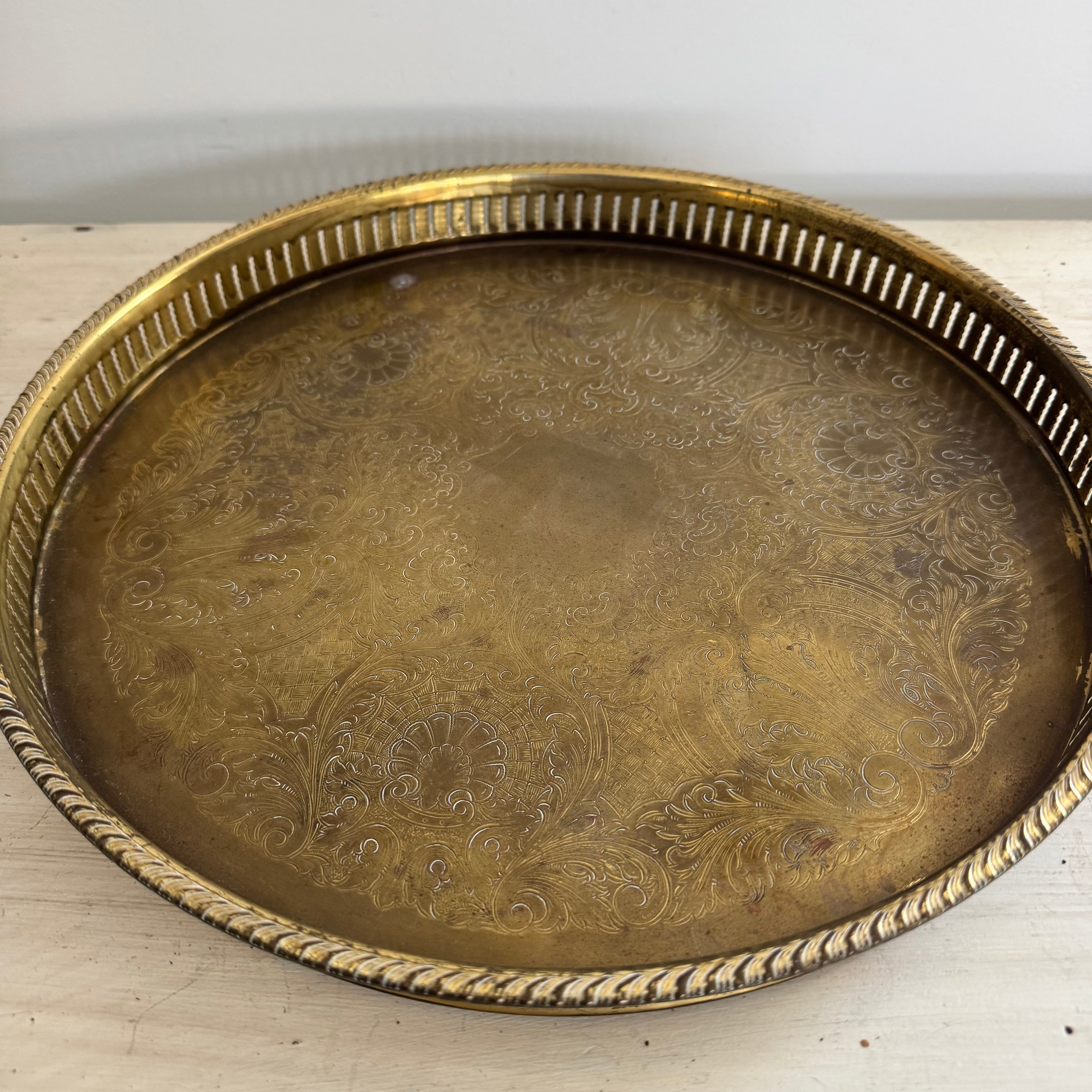 Vintage Brass Gallery Tray