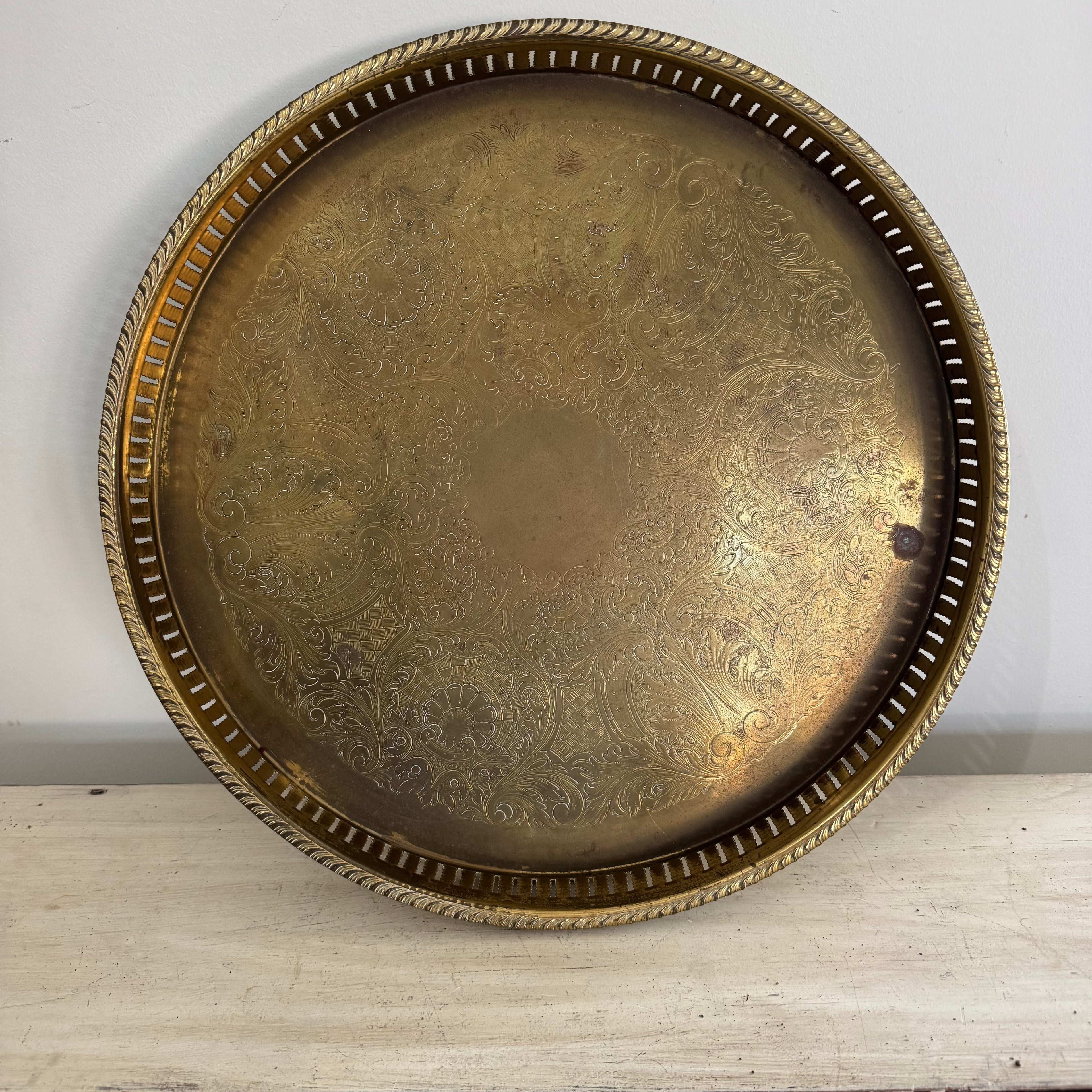 Vintage Brass Gallery Tray