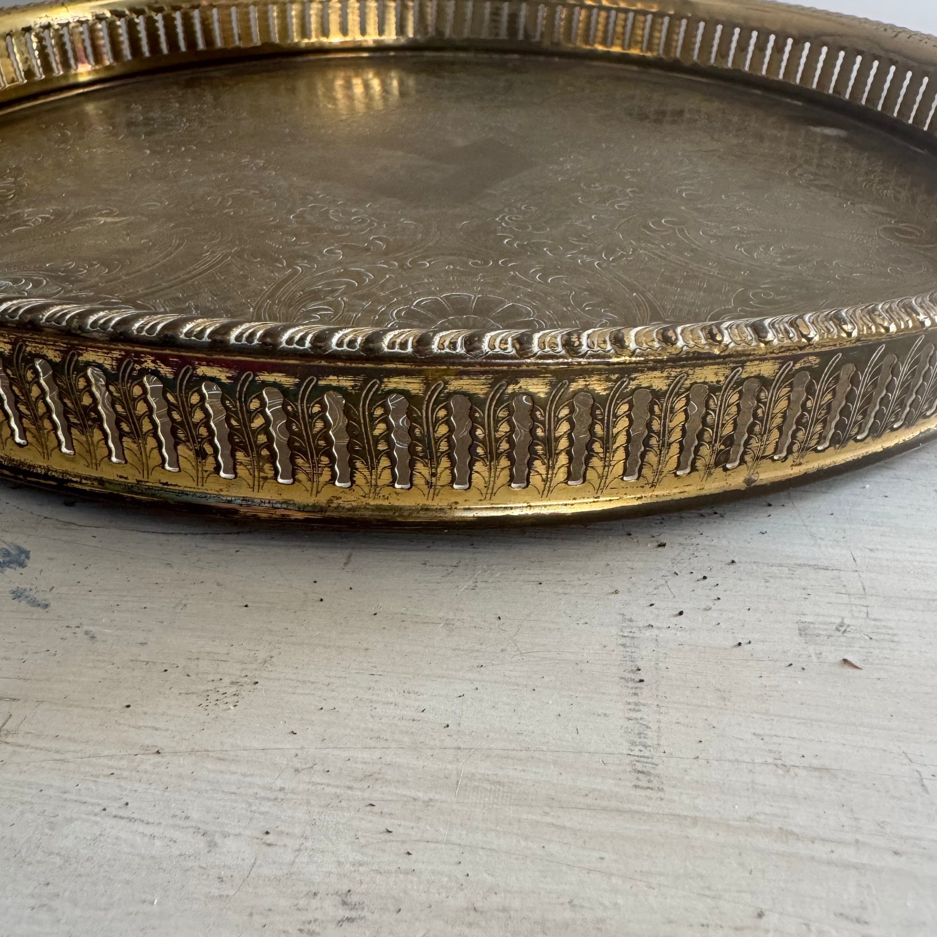 Vintage Brass Gallery Tray