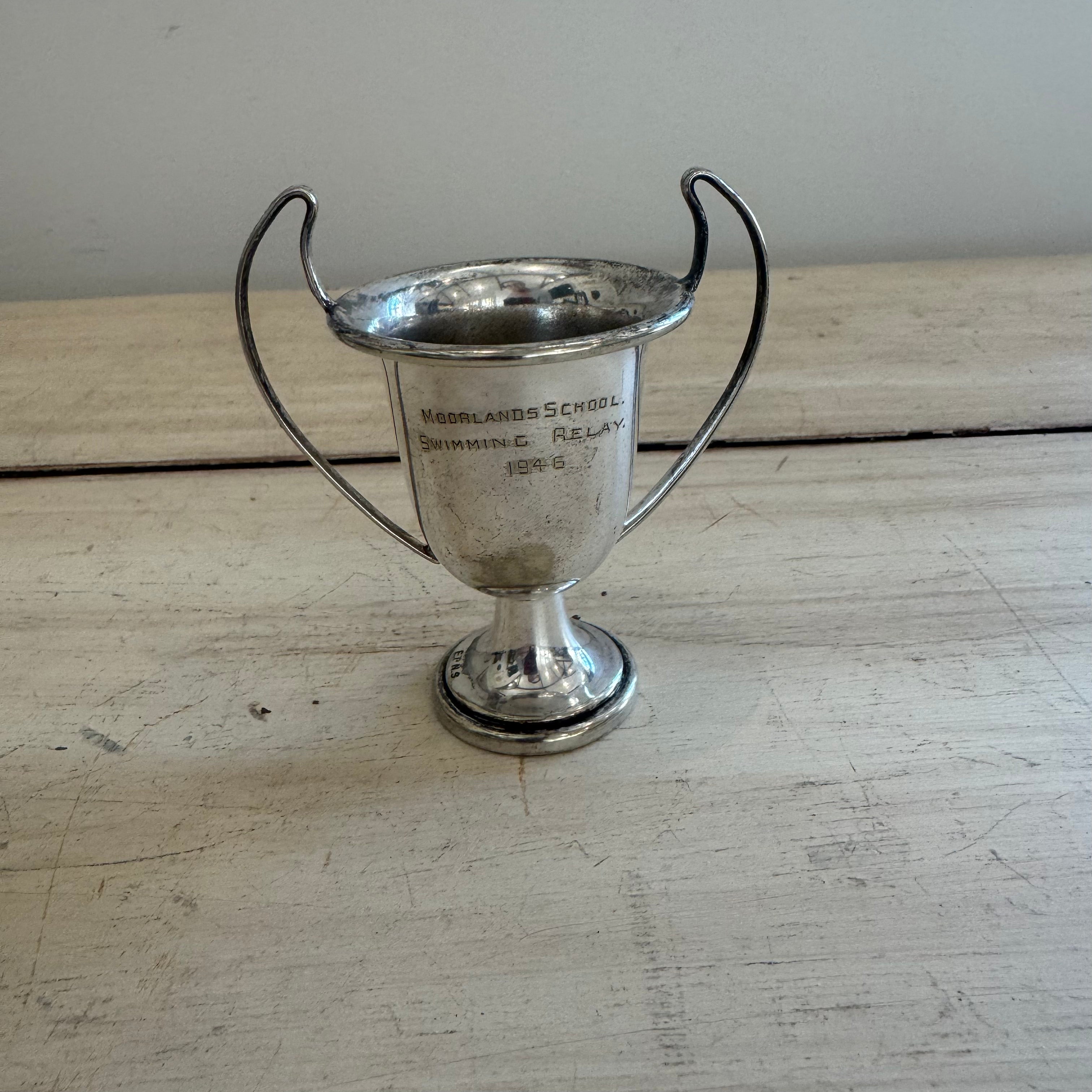 Vintage 1946 Moorlands School Silver-Plated Swimming Trophy