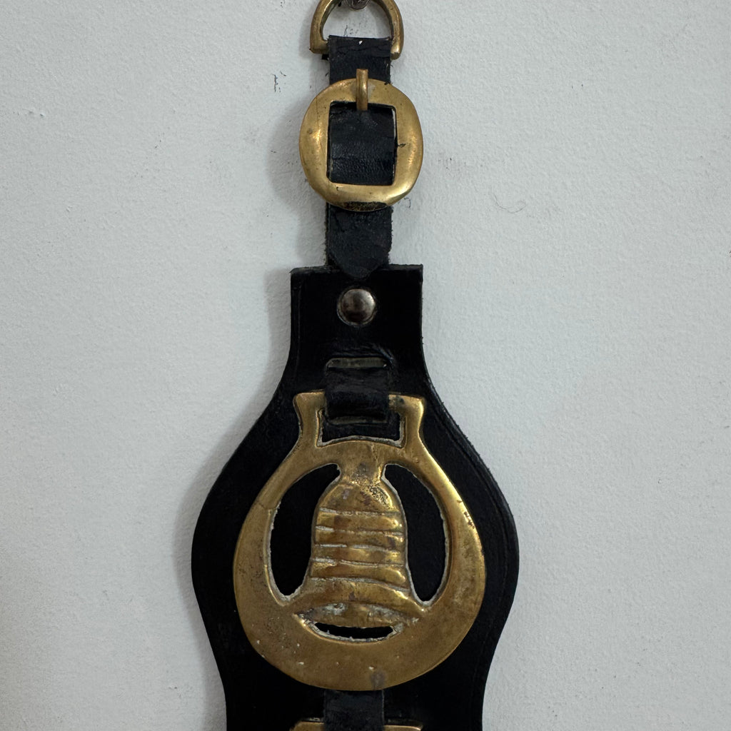 Vintage English Horse Brass on Leather - Shakespeare