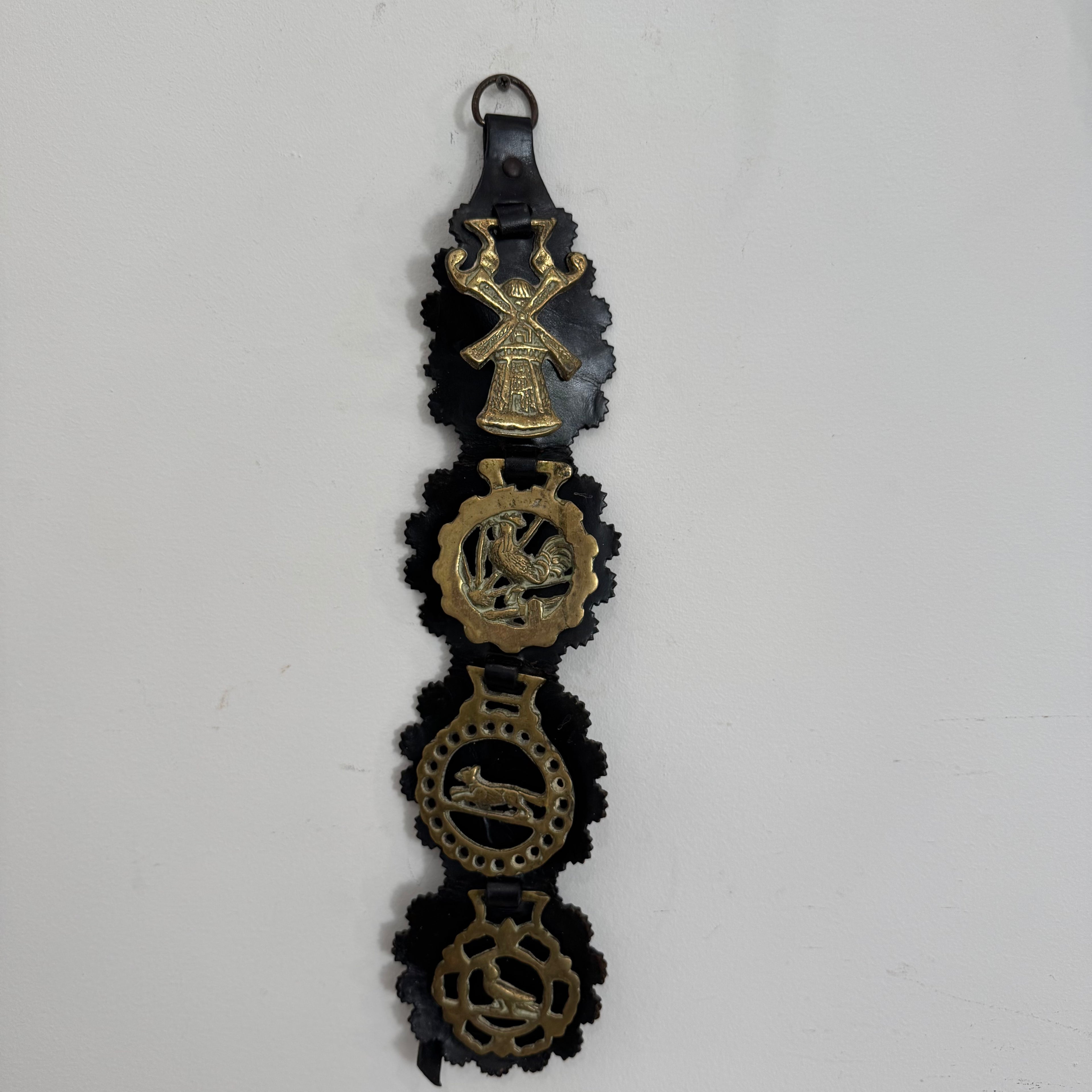 English Scalloped Horse Brass on Leather
