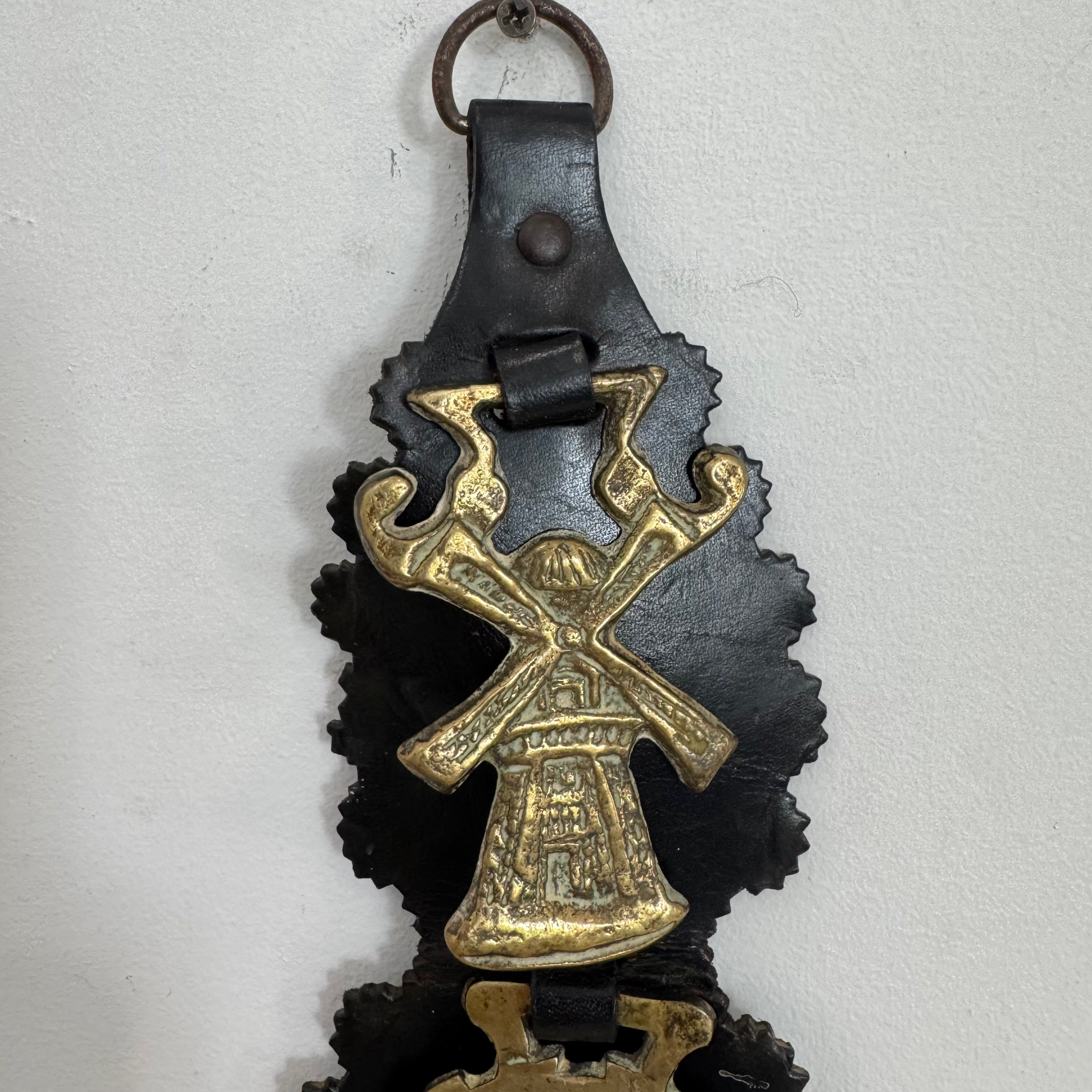 English Scalloped Horse Brass on Leather