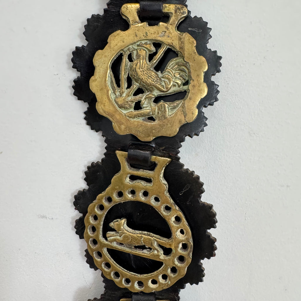 English Scalloped Horse Brass on Leather