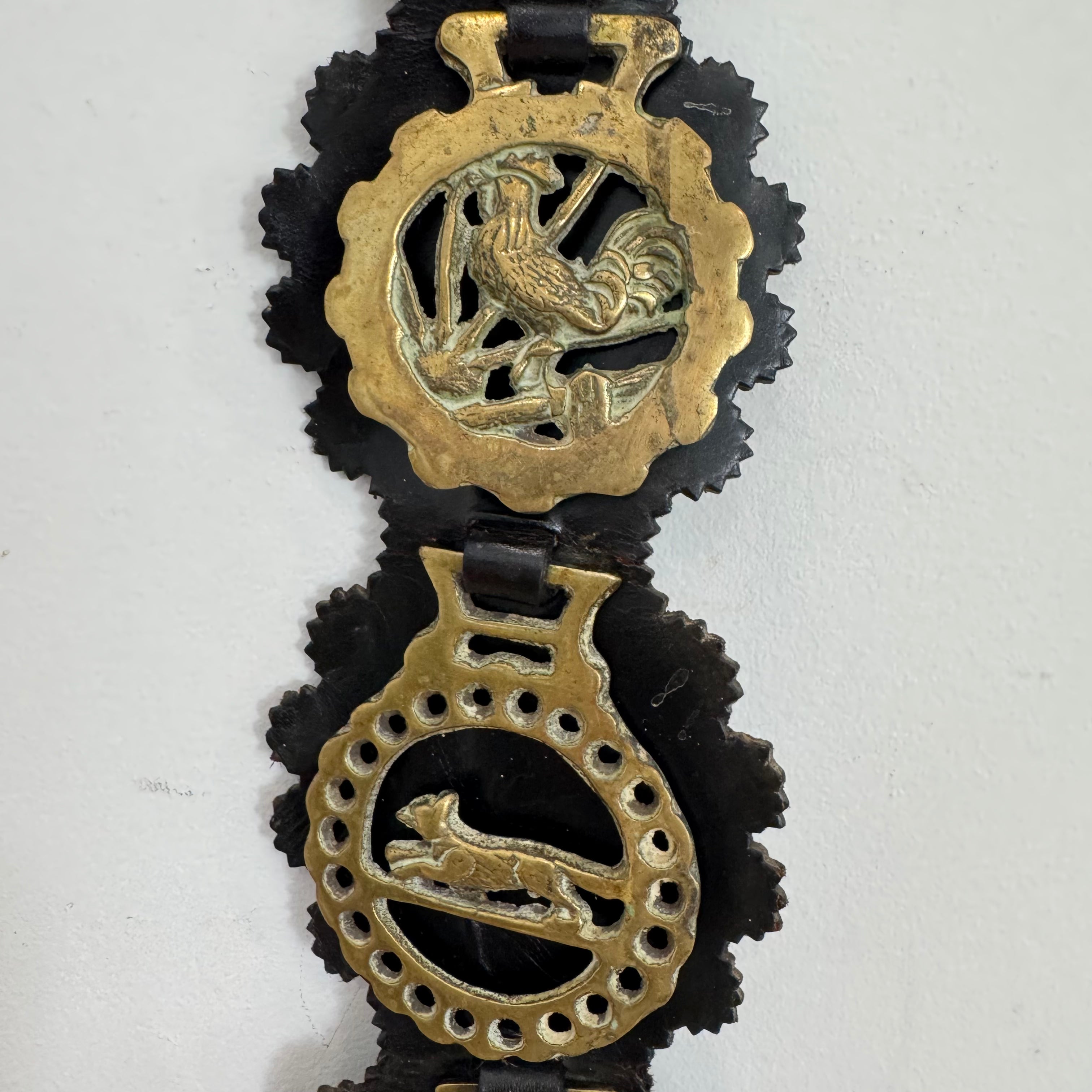 English Scalloped Horse Brass on Leather