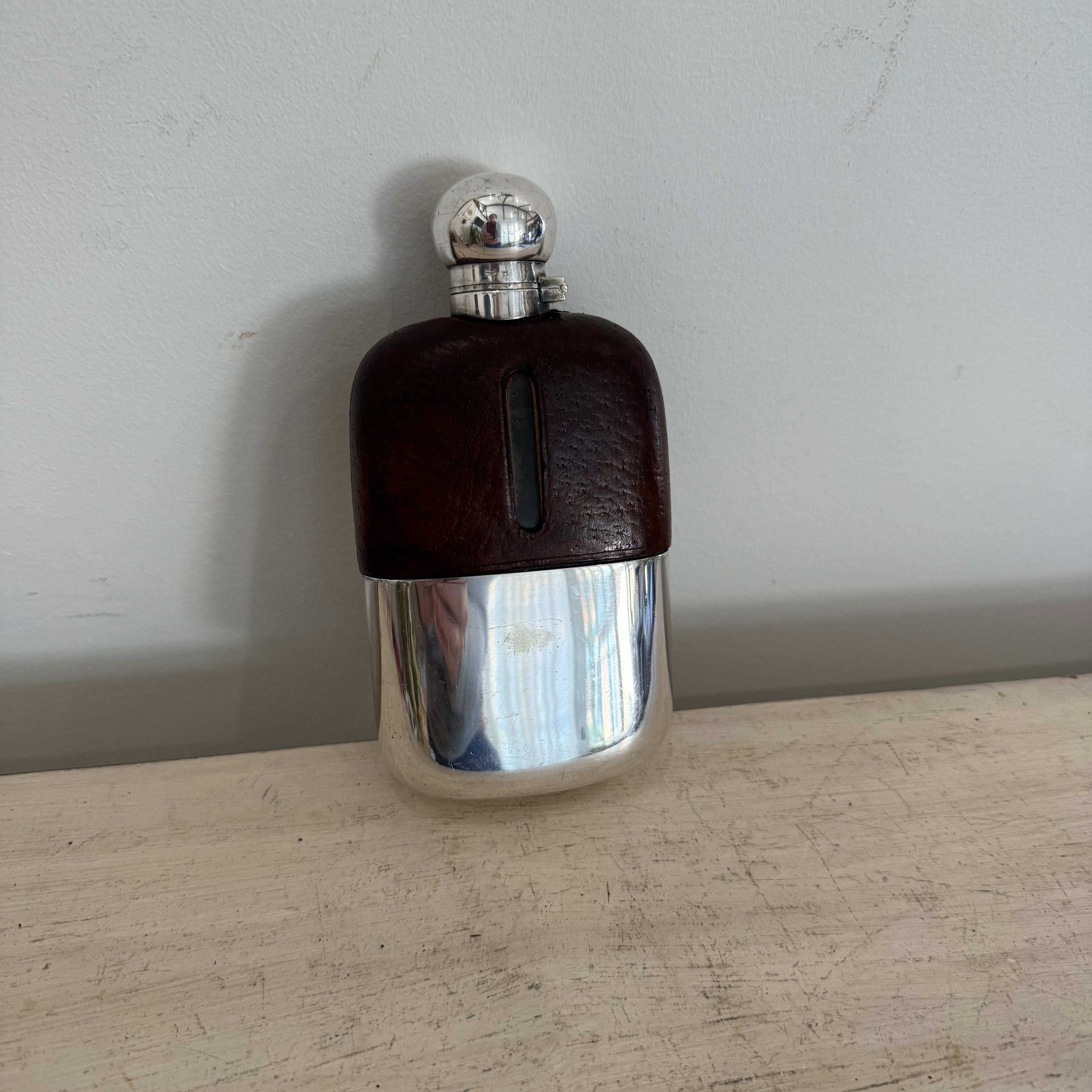 Vintage English R. Finnigan Leather Hip Flask