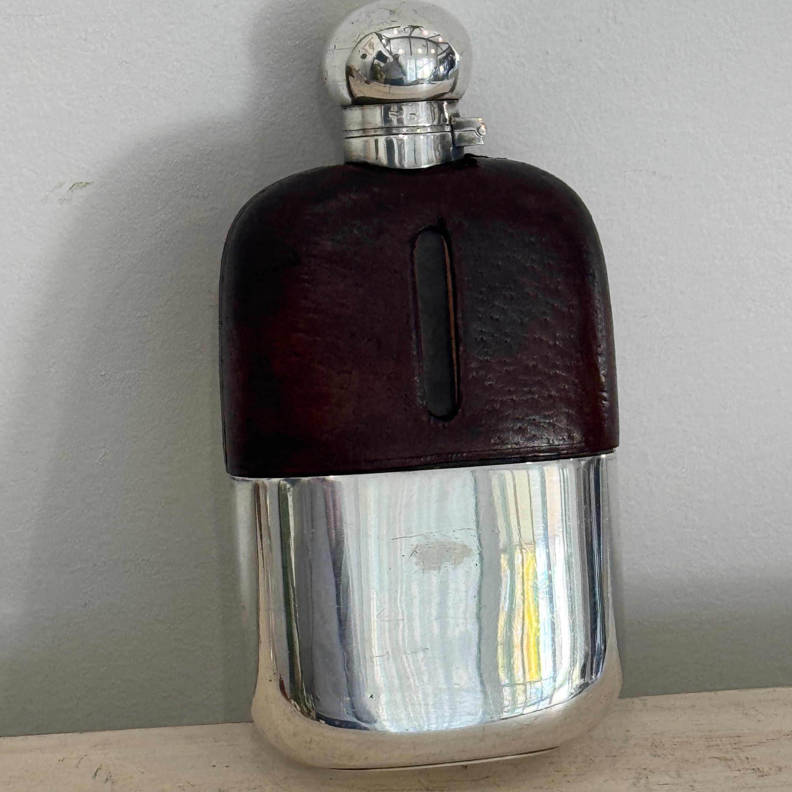 Vintage English R. Finnigan Leather Hip Flask