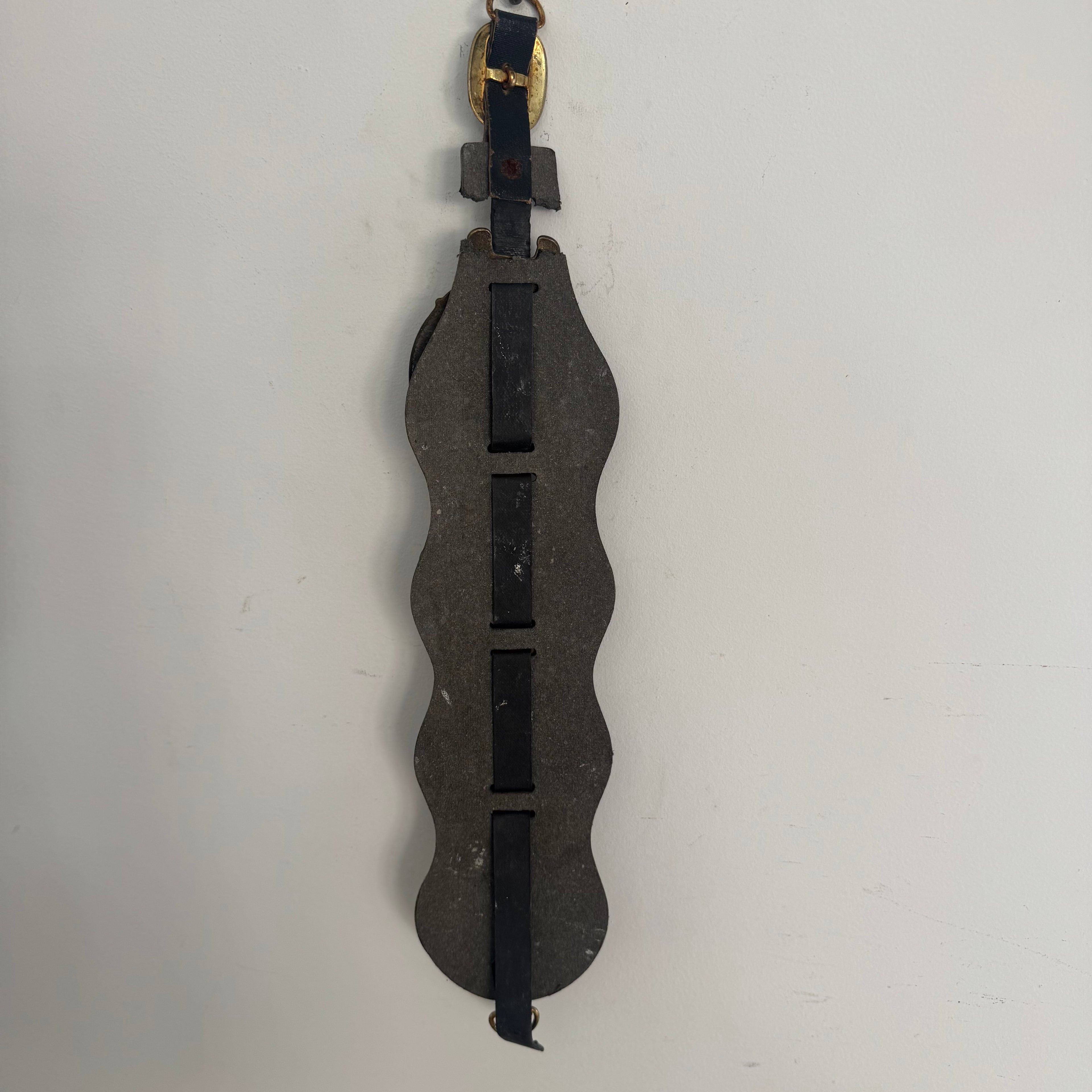 English Somerset estate Horse Brass on Leather *as found