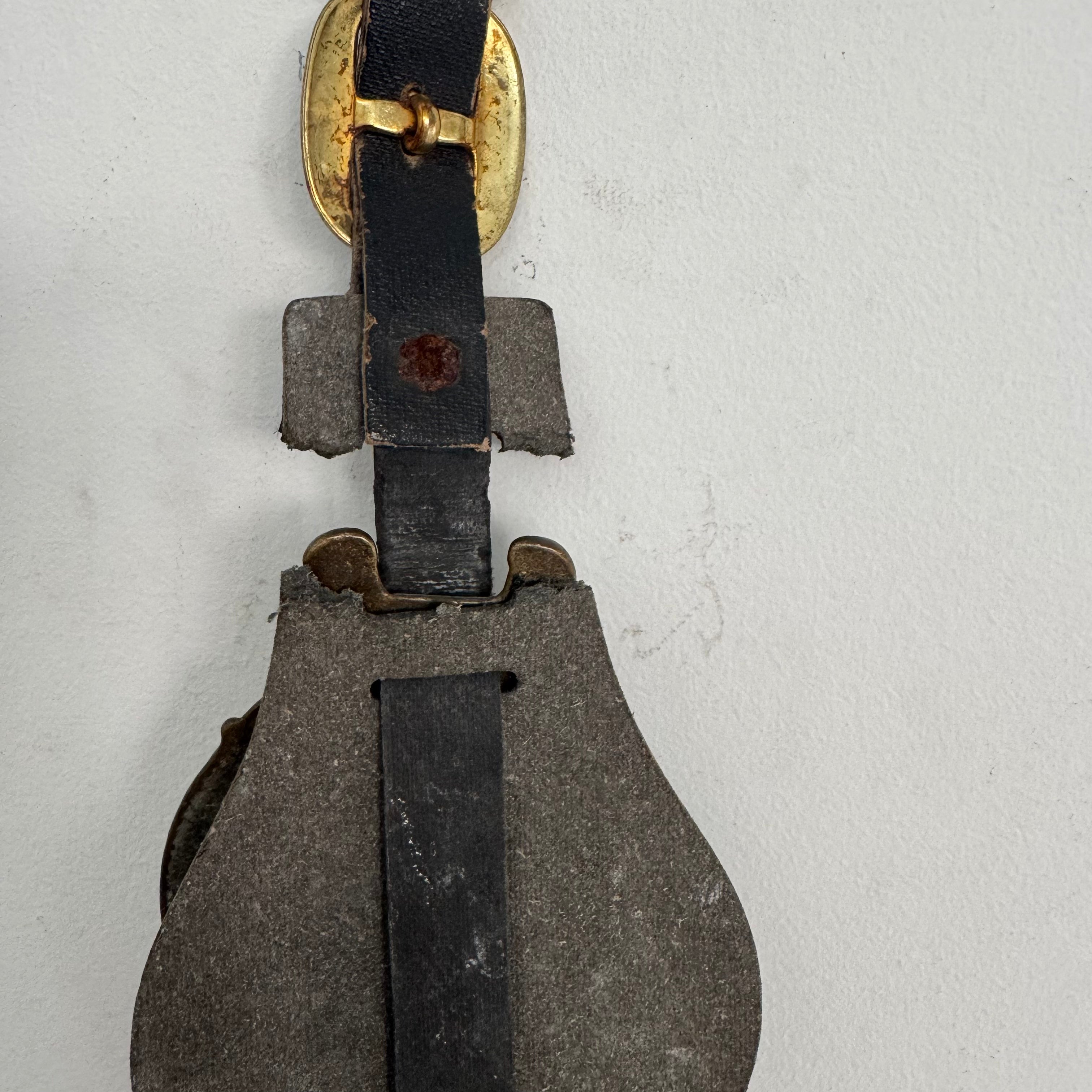 English Somerset estate Horse Brass on Leather *as found