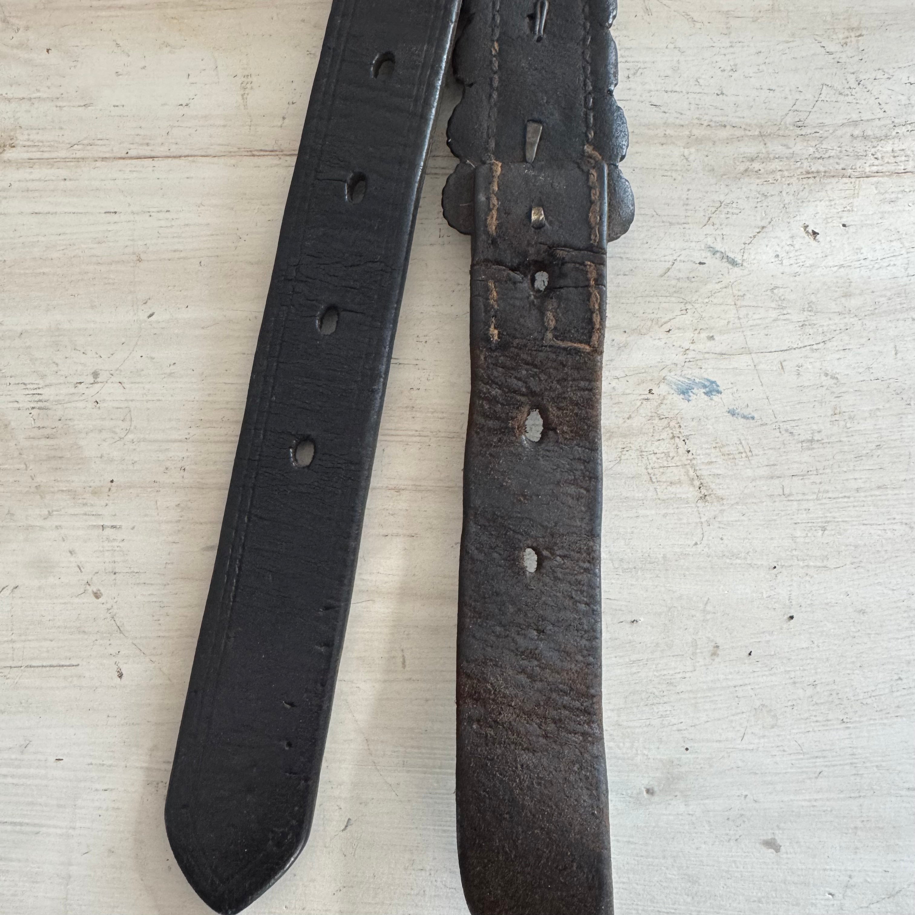 English Leather Horse Harness Strap with Brass Studs