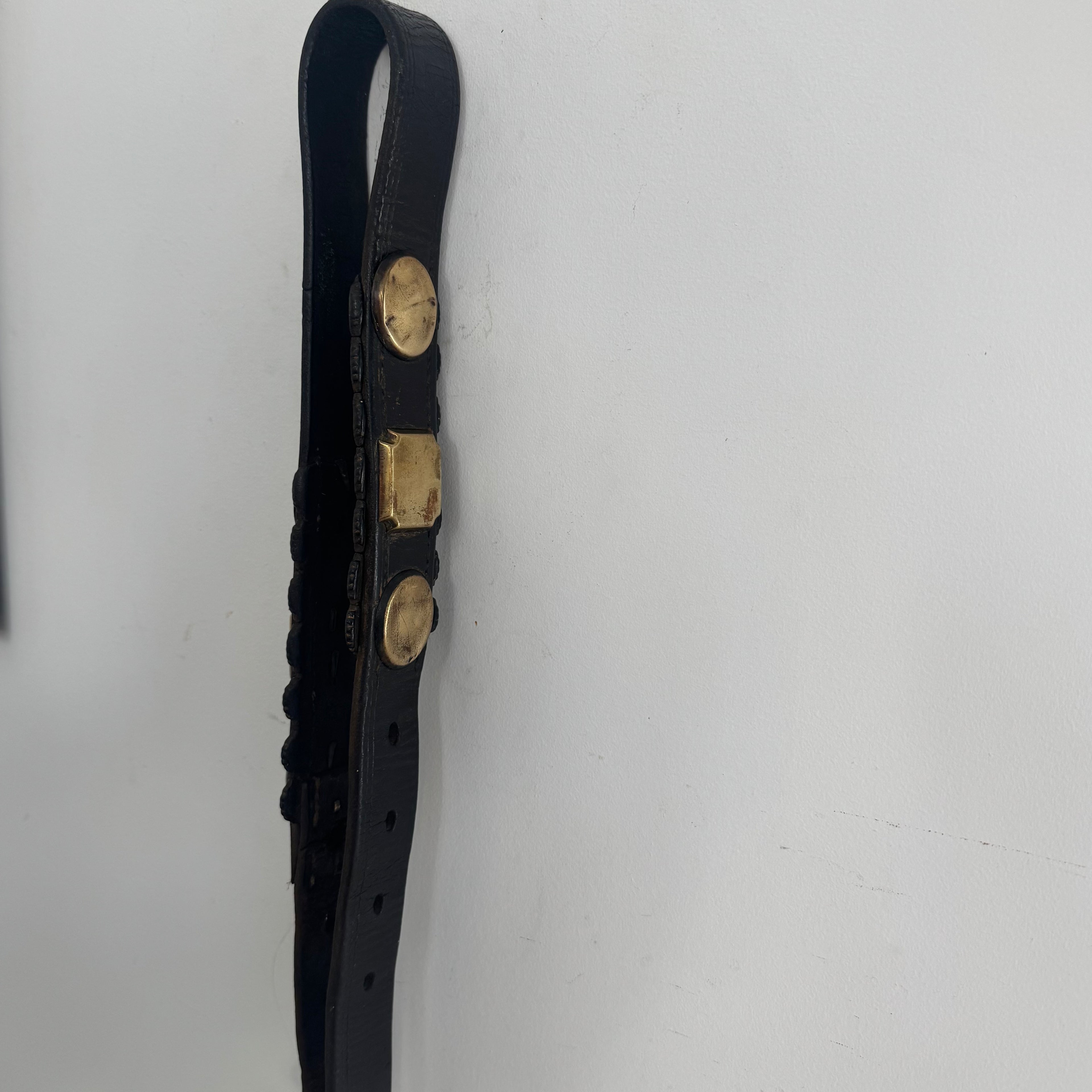 English Leather Horse Harness Strap with Brass Studs