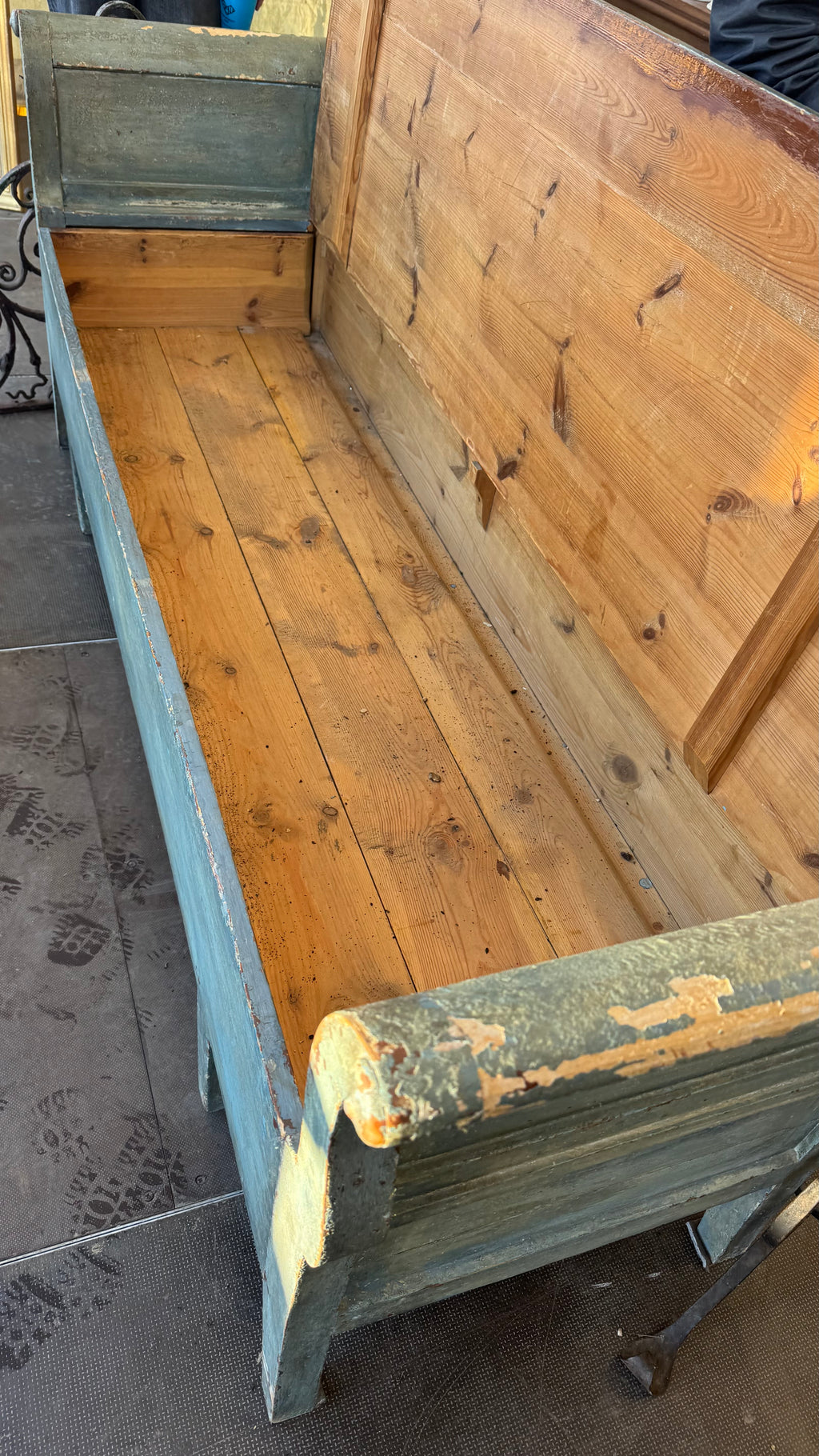 Swedish Blue Painted Slagbänk Bench /Bed