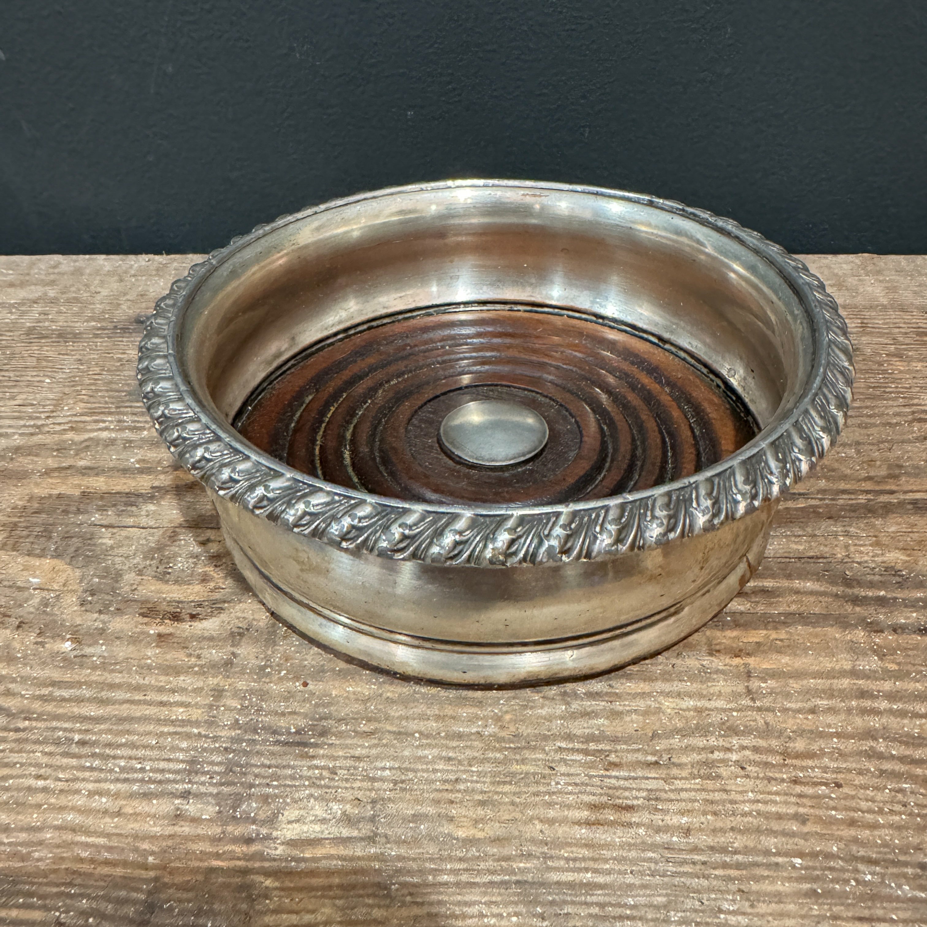 English Silverplate Wine Bottle Coaster