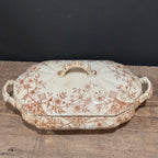 English Brown Transferware Oval Tureen