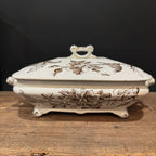 English Brown Transferware Tureen w/ Lid *as found