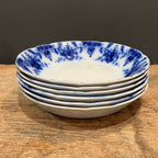 Set of 6 Antique English Flow Blue Bowls