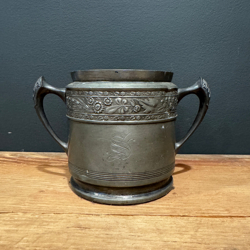 Silverplate "S" Engraved Trophy Style Urn