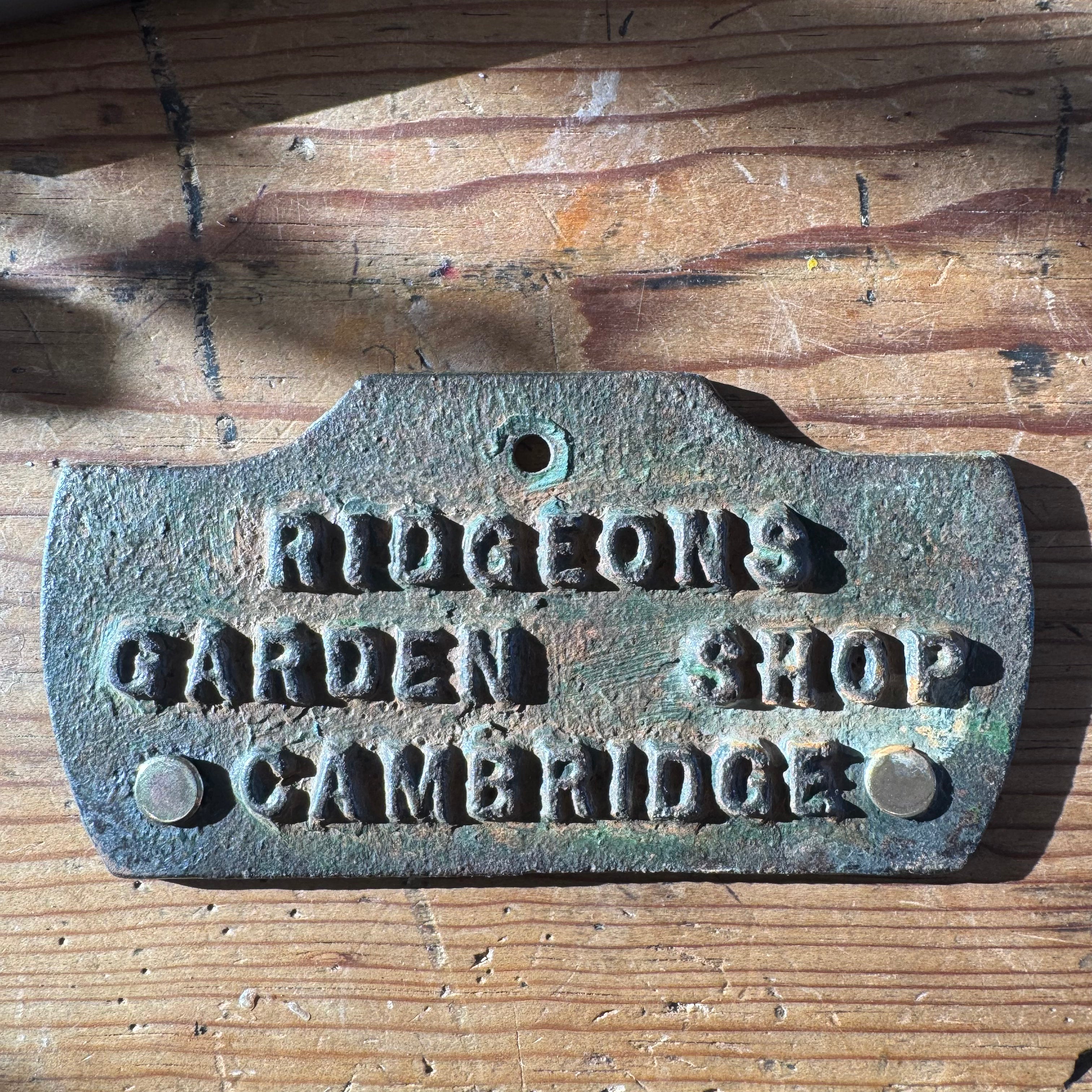 English Cast Garden Shop Plaque – Ridgeons, Cambridge