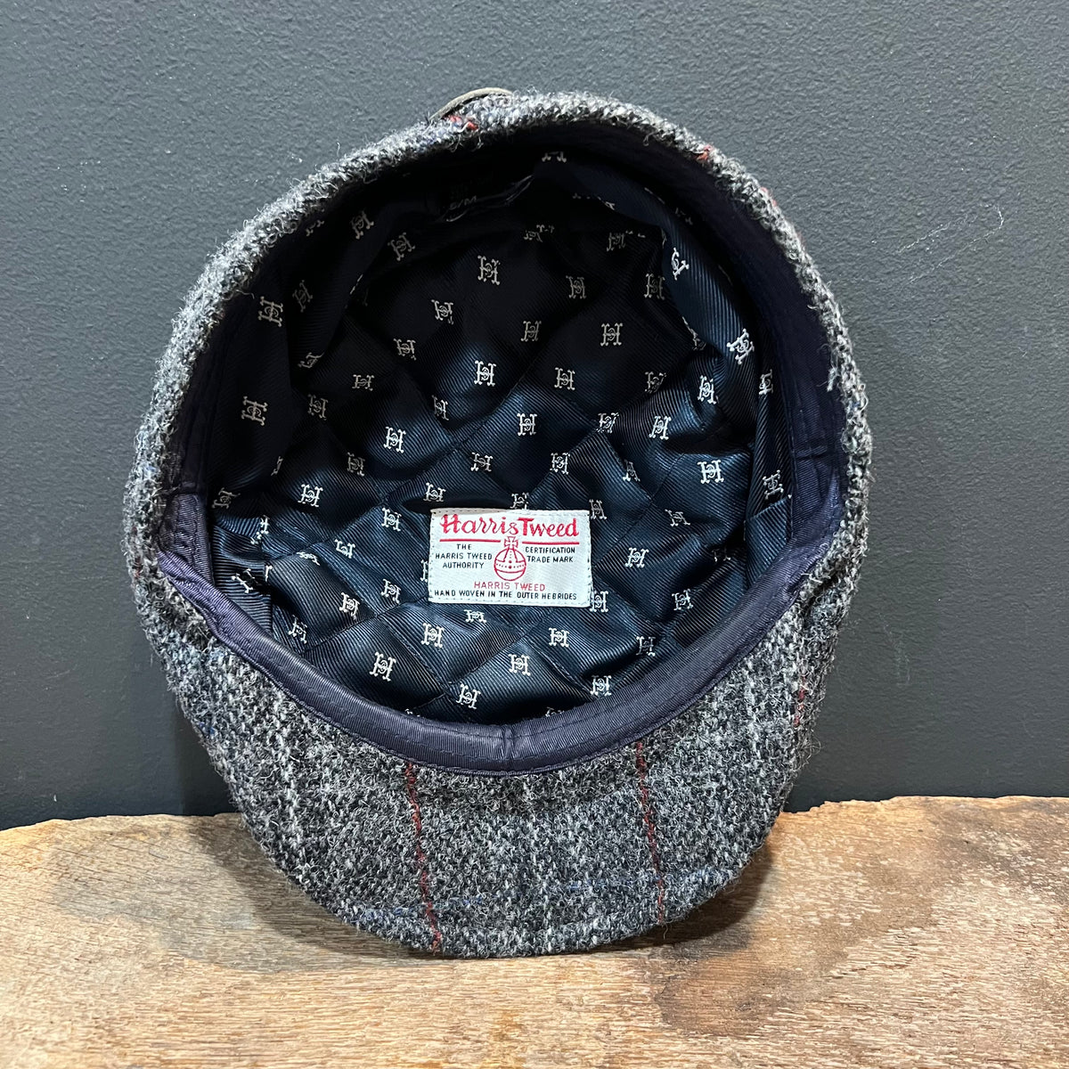 Vintage Harris Tweed Flat Cap – Charcoal Grey