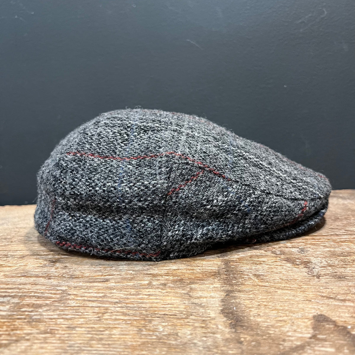 Vintage Harris Tweed Flat Cap – Charcoal Grey