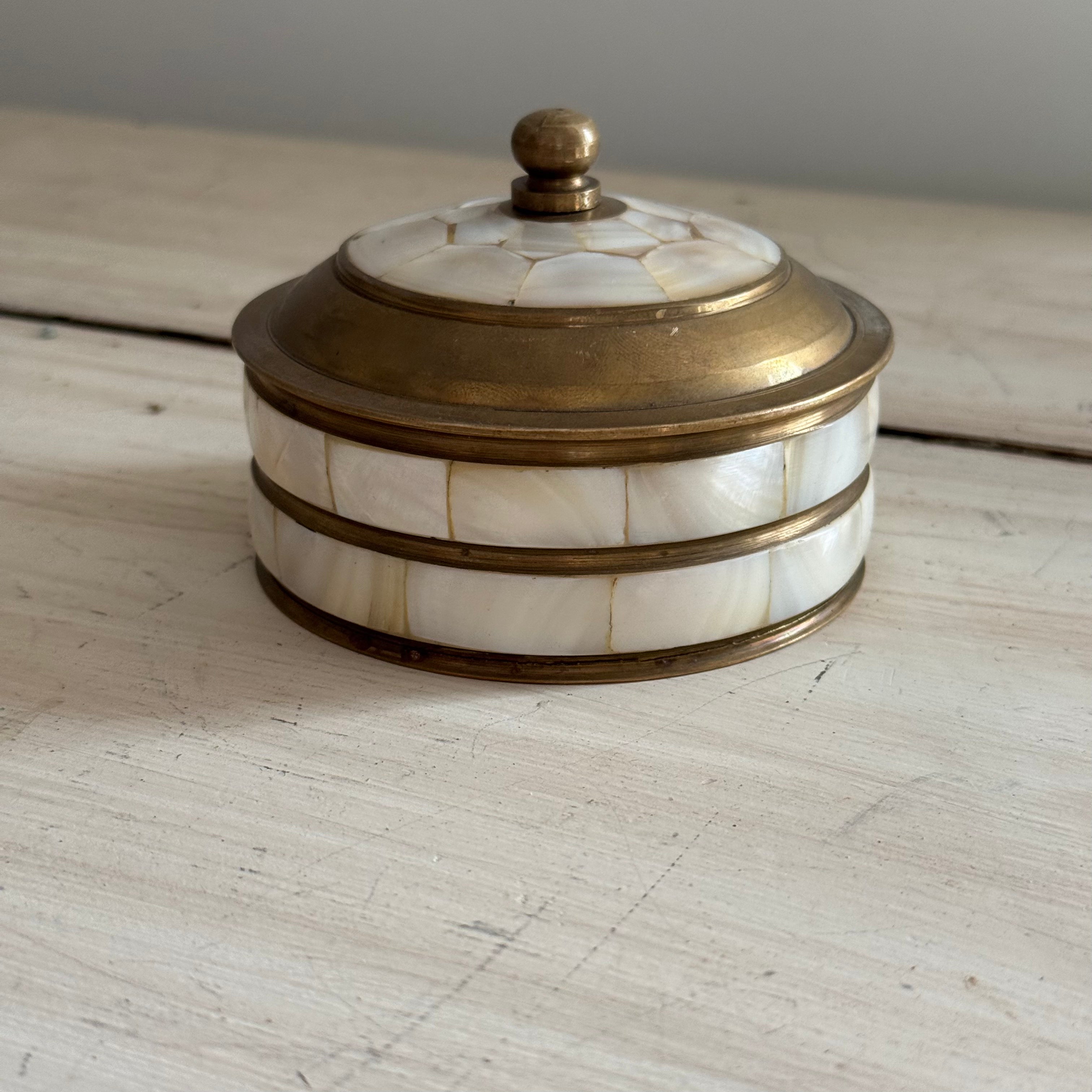 Brass & Mother of Pearl Trinket Box