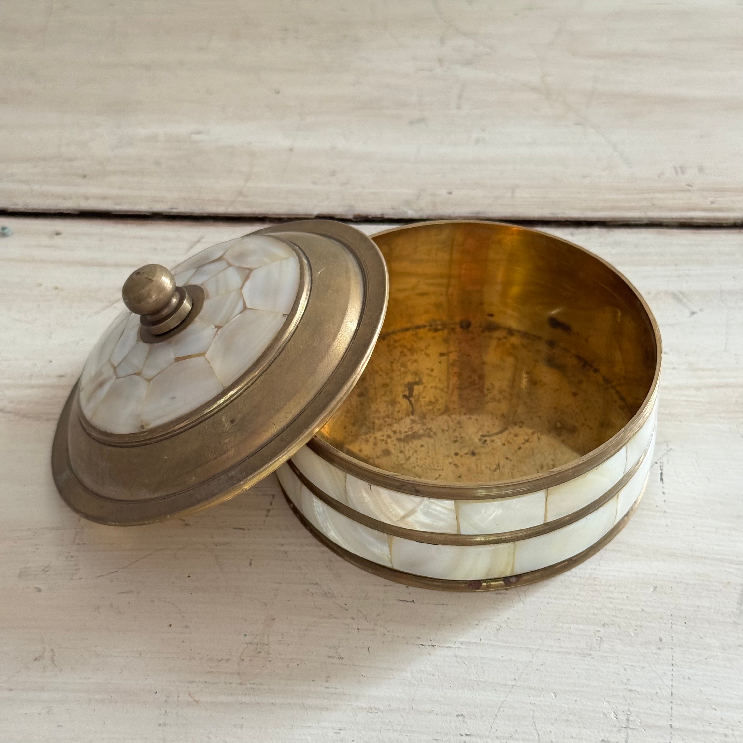Brass & Mother of Pearl Trinket Box