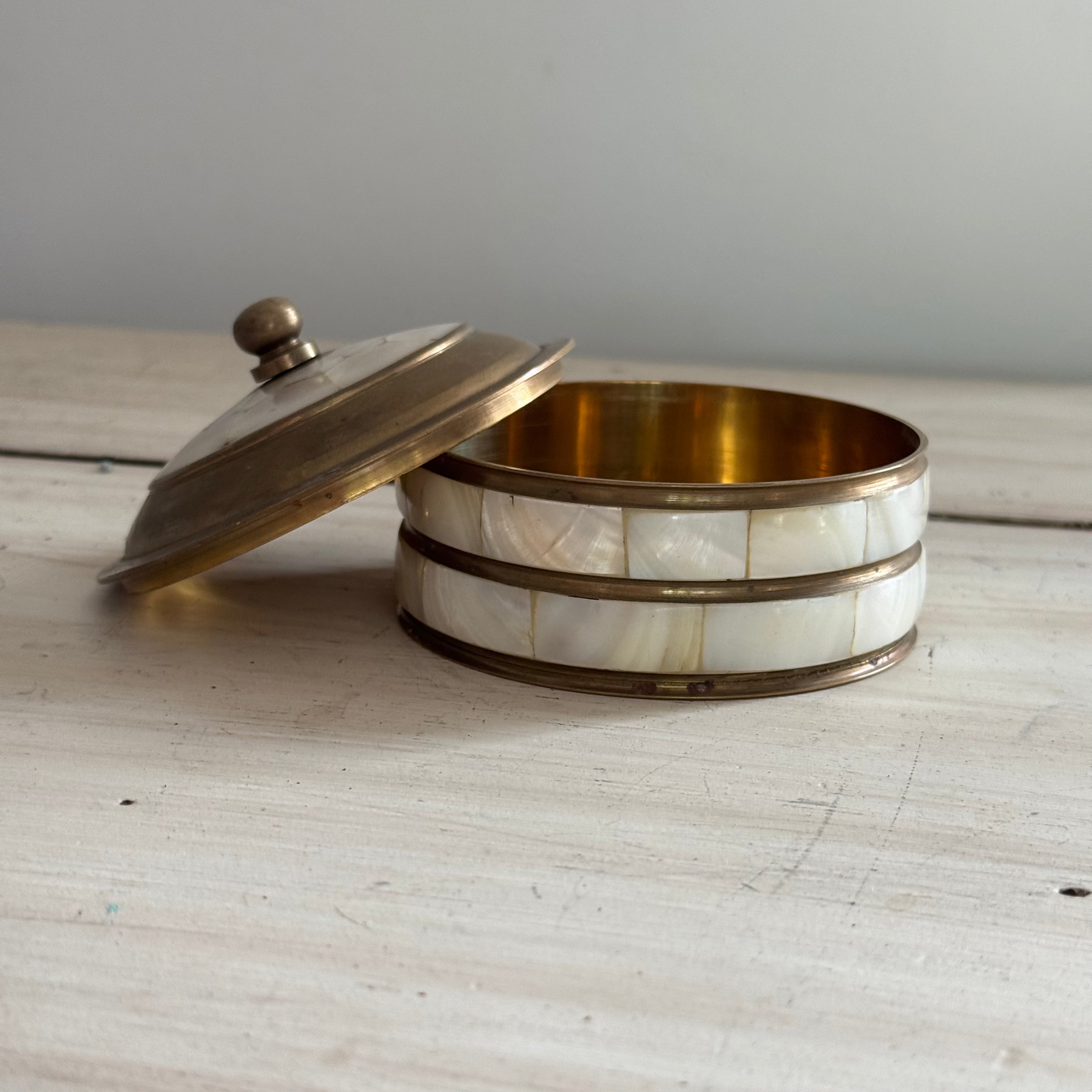 Brass & Mother of Pearl Trinket Box