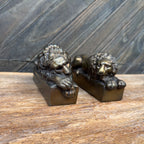 Antique Solid Bronze Canova Lion Bookends