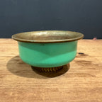 French Art Deco Footed Bowl in Bakelite and Brass — Green