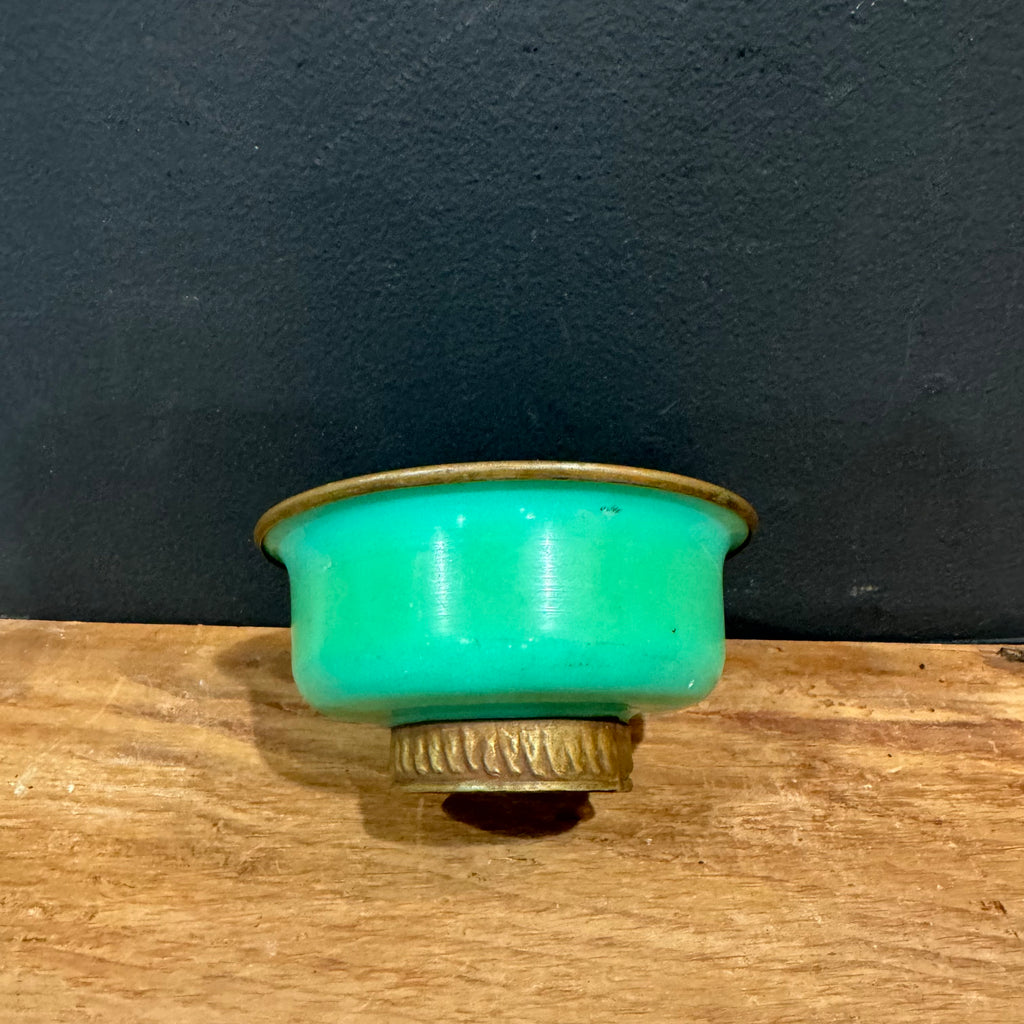 French Art Deco Footed Bowl in Bakelite and Brass — Green