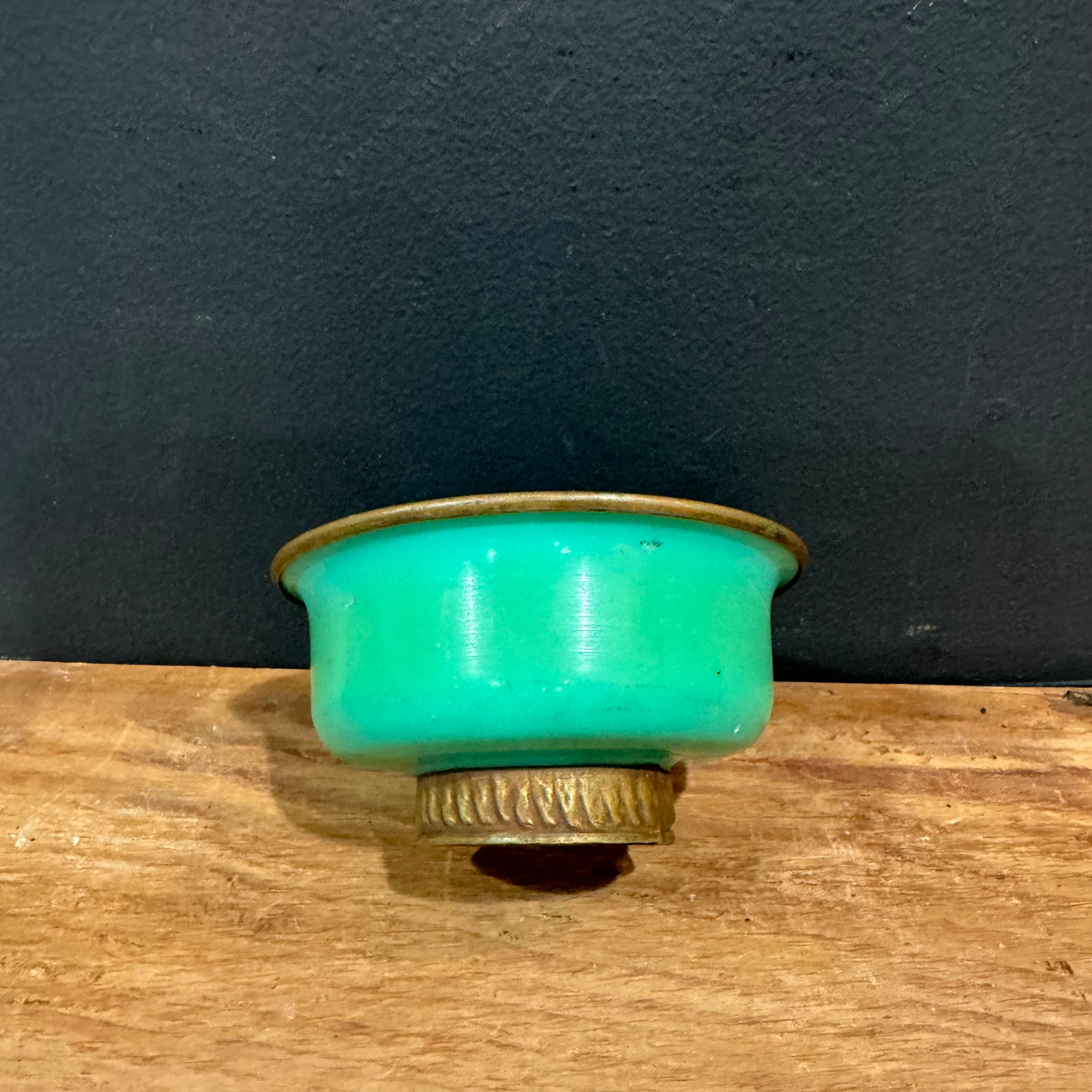 French Art Deco Footed Bowl in Bakelite and Brass — Green