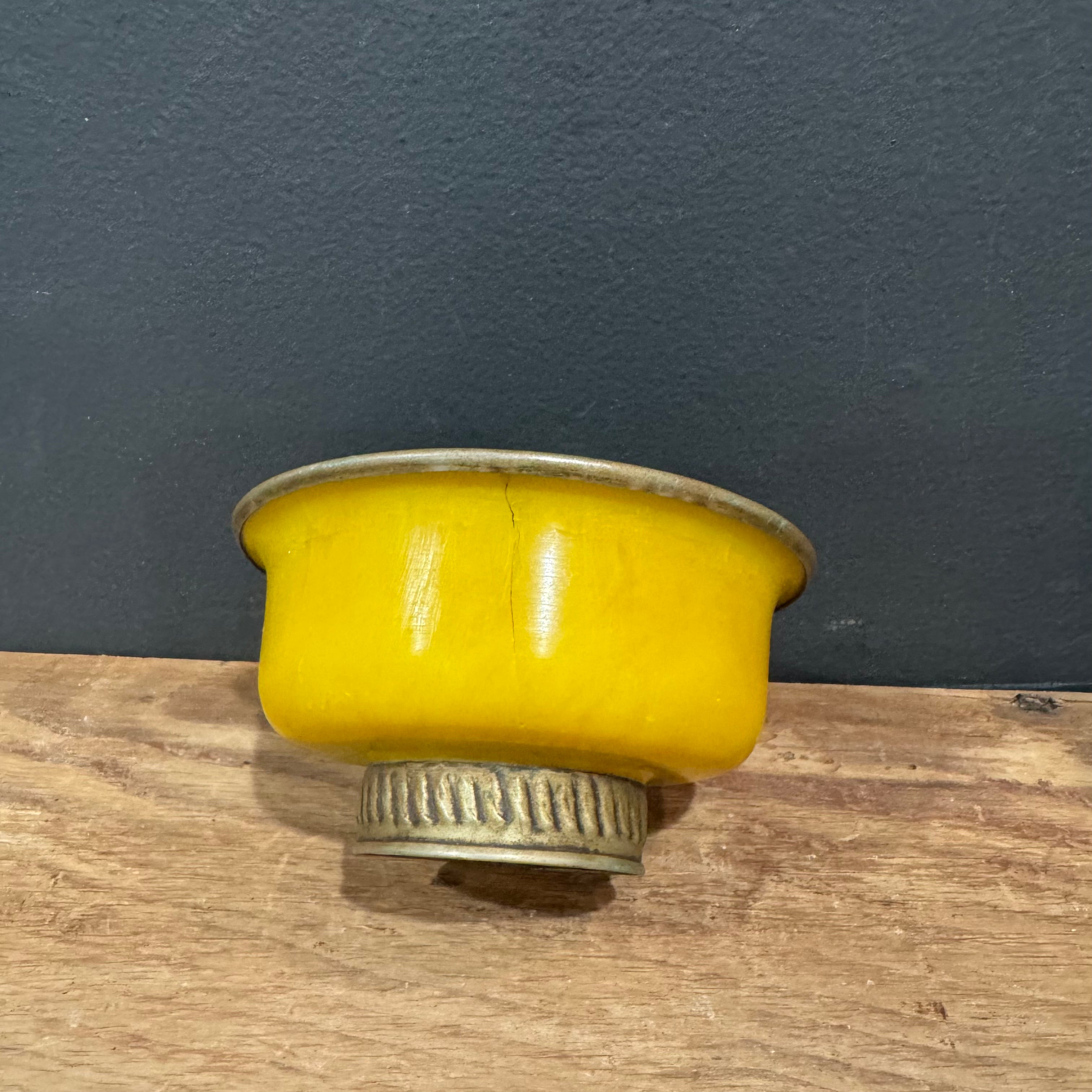 French Art Deco Footed Bowl in Bakelite and Brass — Yellow