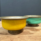 French Art Deco Footed Bowl in Bakelite and Brass — Yellow