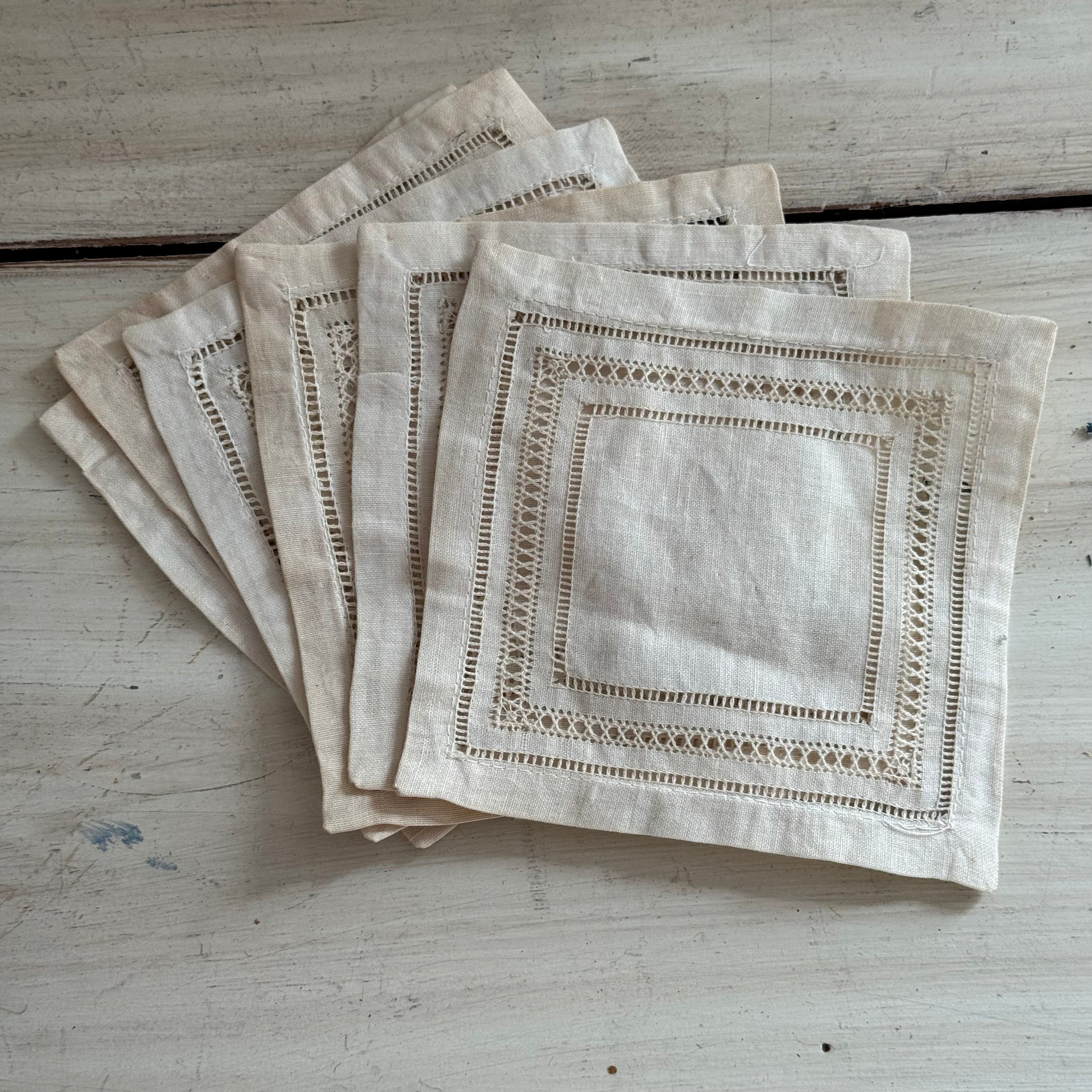 Hemstitch Linen Cocktail Napkins (6)
