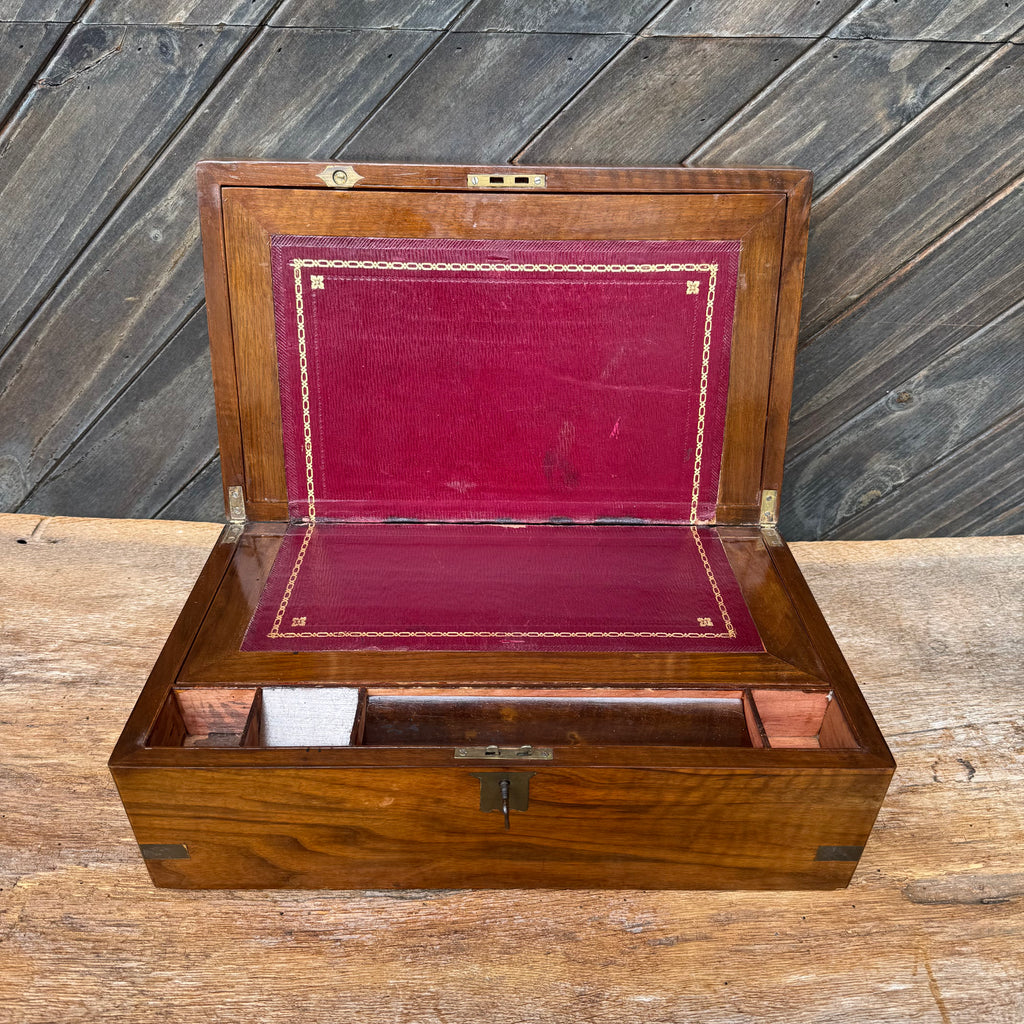 Victorian Walnut Writing Slope with Key