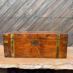 Victorian Burr Walnut English Writing Slope with Brass Mounts & Secret Drawer