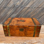 Victorian Burr Walnut English Writing Slope with Brass Mounts & Secret Drawer