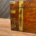 Victorian Burr Walnut English Writing Slope with Brass Mounts & Secret Drawer