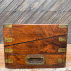 Victorian Burr Walnut English Writing Slope with Brass Mounts & Secret Drawer