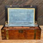 Victorian Burr Walnut English Writing Slope with Brass Mounts & Secret Drawer