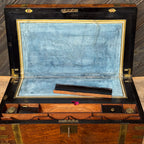 Victorian Burr Walnut English Writing Slope with Brass Mounts & Secret Drawer