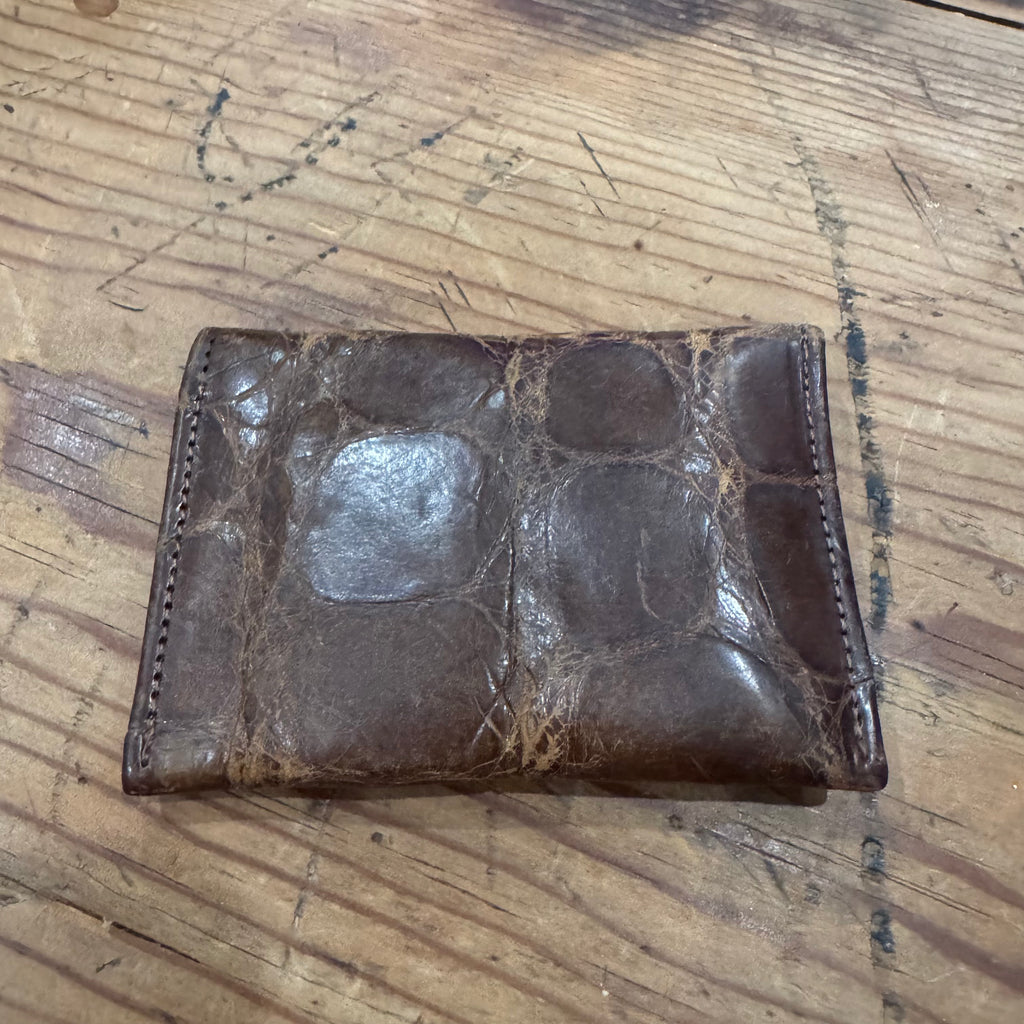 Vintage Crocodile-Embossed Leather Coin Purse
