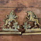 English Heraldic Brass Bookends