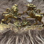 English Heraldic Brass Bookends