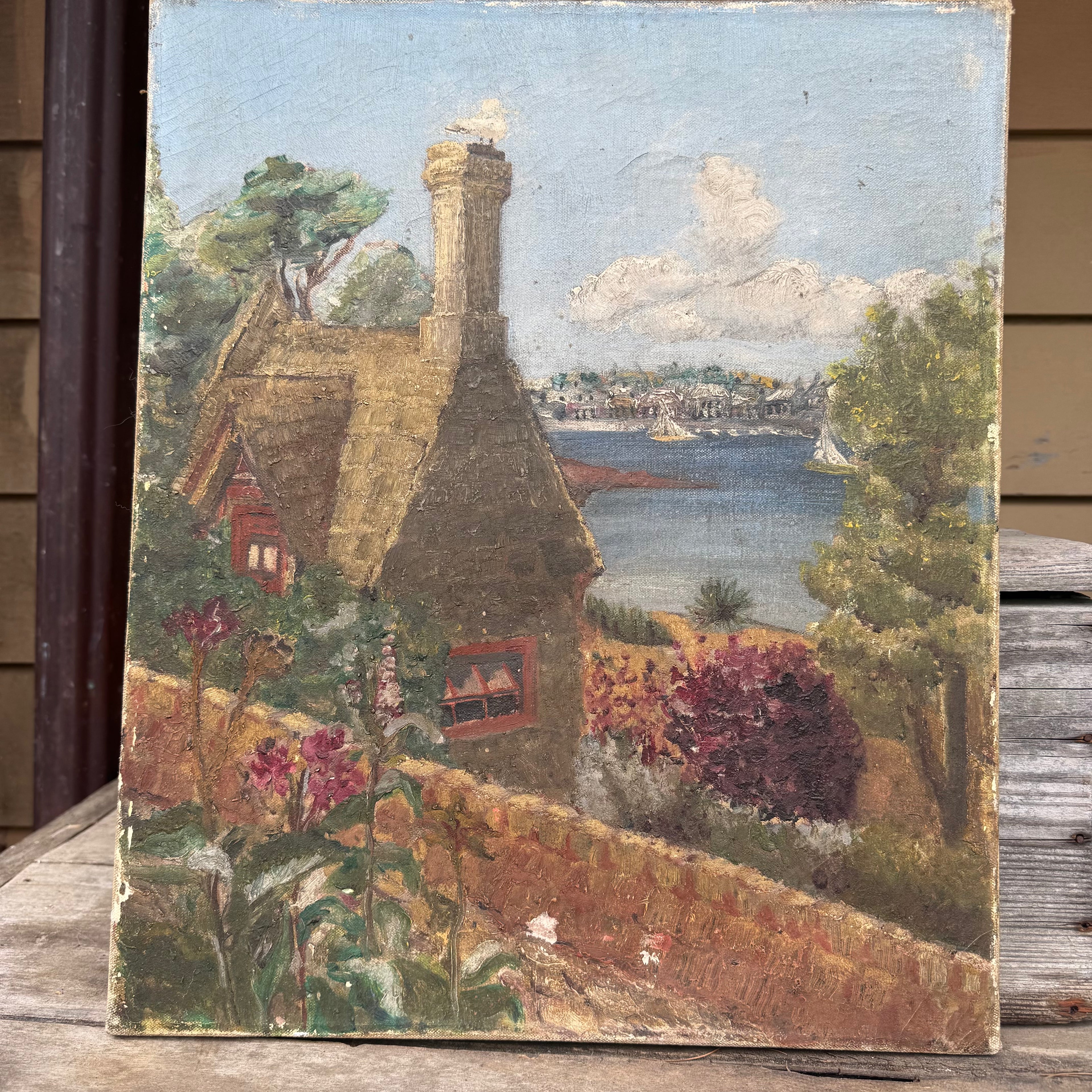 English Cottage Landscape Oil Painting