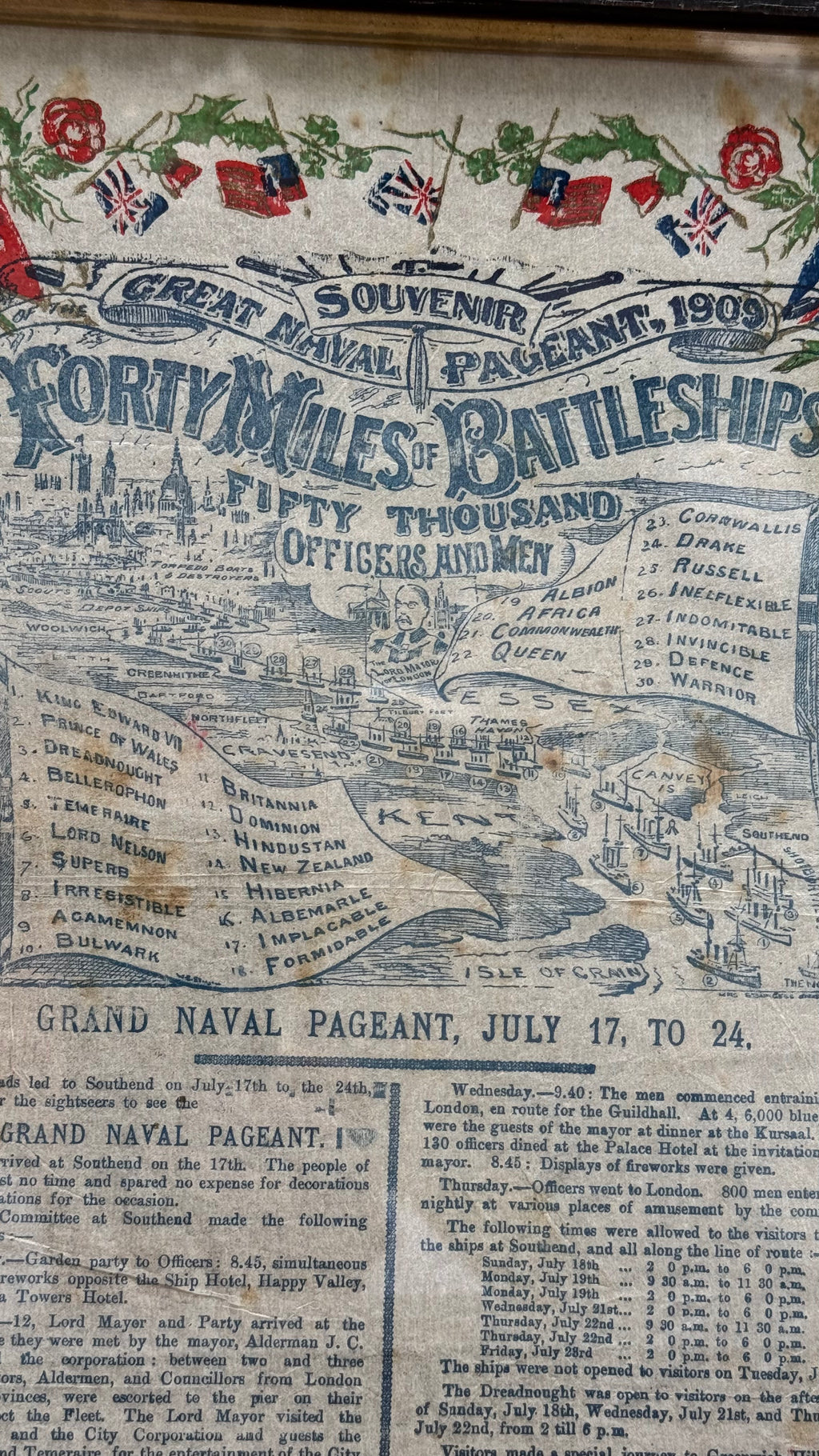 1909 British Naval Pageant Commemorative Print