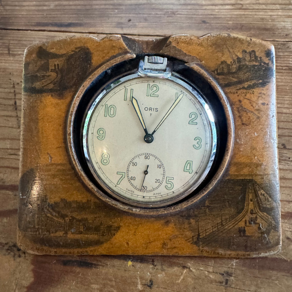English Dover Scenes Travel Clock with Oris Movement